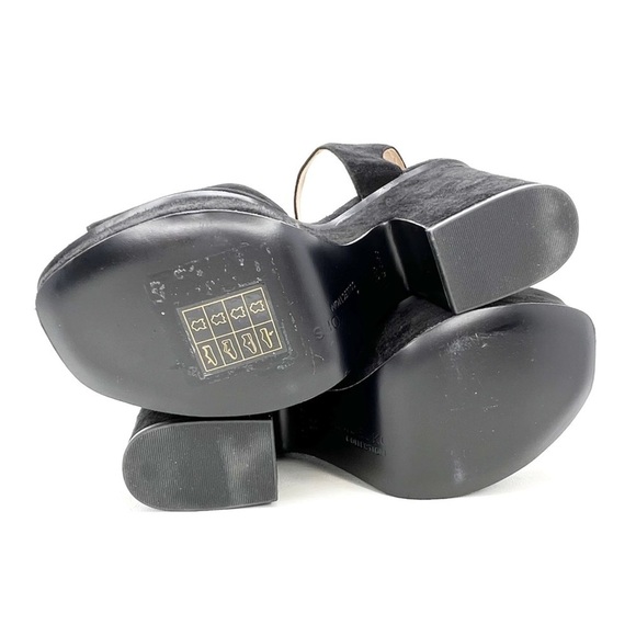 Michael Kors Collection Harley Platform Sandal Chunky Heels Black Suede Size 7.5 - Picture 6 of 10